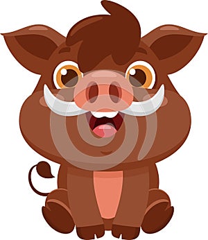 Cute Baby Boar Animal Cartoon Character