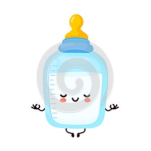 Cute baby bottle with nipple pacifier meditate