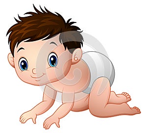 Cute baby boy crawling