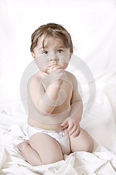 Cute baby boy in diaper