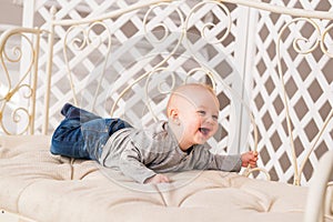 Cute baby boy laughing