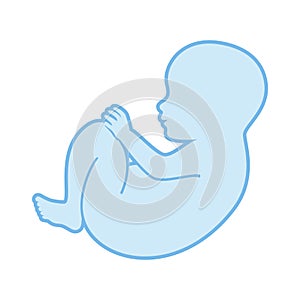Cute baby boy newborn blue outline icon vector