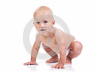 Cute baby boy over white