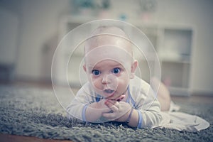 Cute baby boy portrait. Close up.