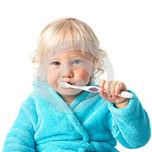 Cute baby boy with tooth brush