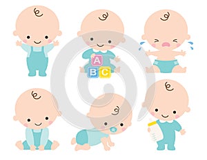 Cute Baby Boy Vector Illustration