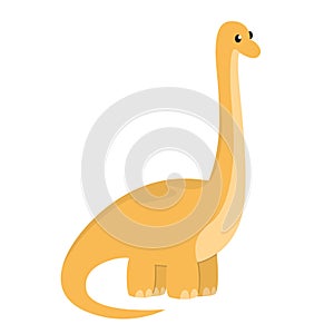 Cute baby brontosaurus vector isolated. Yellow dinosaur