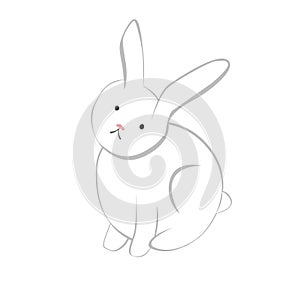 Cute Baby Bunny. Cartoon hand drawn vector illustration for baby t-shirt print, fashion print design, kids wear, baby