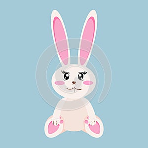 Cute baby bunny, rabbit sitting vector illustration.