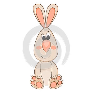 Cute baby bunny, rabbit sitting vector illustration.