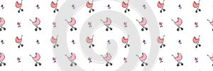 Cute baby carriages prams - seamless pattern.
