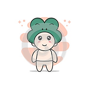 Cute baby character wearing frog costume