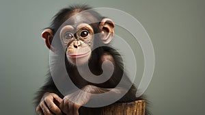 Cute Baby Chimpanzee Realistic Hyper-detailed Studio Portrait