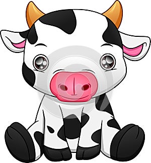 cute baby cow cartoon on white background