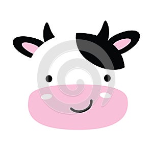 Cute Cow Face Vector Illustration