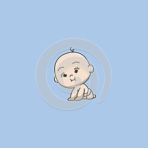 cute baby crawling illustration