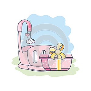 cute baby crib with gift box present