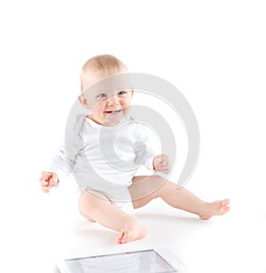 Cute baby with digital tablet