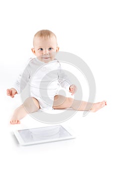 Cute baby with digital tablet