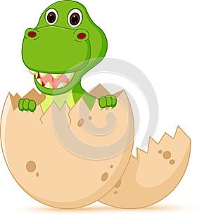 Cute baby dinosaur cartoon hatch