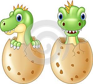 Cute baby dinosaur hatching,