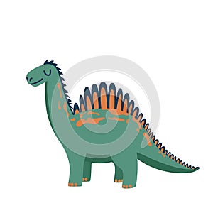 Cute baby dinosaur isolated on white background. Kid character dino monster for cool nursery prints
