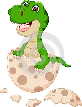 Cute baby dinosour hatch cartoon standing with laugh