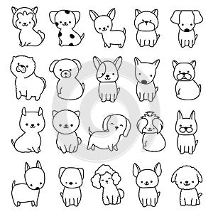 Cute baby dogs cartoon hand drawn style,for printing,card, t shirt,banner,product.vector