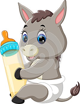 Cute baby donkey cartoon