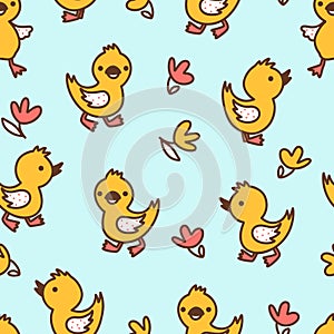 Cute baby duck cartoon background