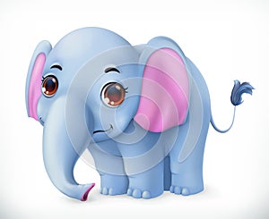 Cute baby elephant cartoon character. Funny animals vector icon