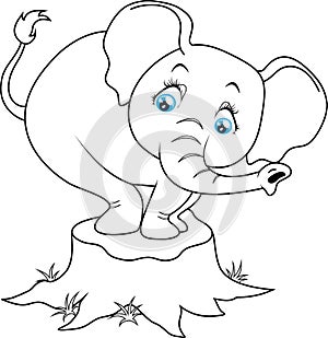 Cute baby elephant cartoon. Illustration on white background