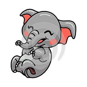 Cute baby elephant cartoon laughing