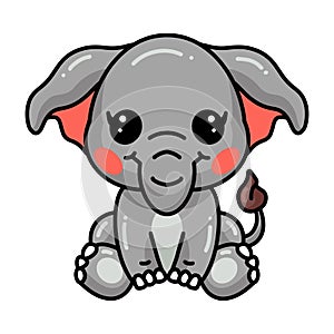 Cute baby elephant cartoon sitting
