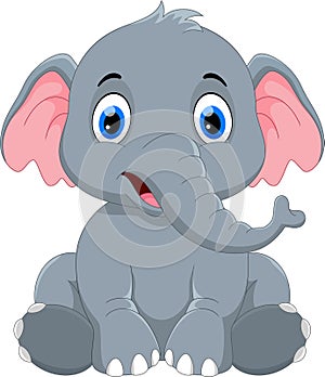 Cute baby elephant cartoon sitting. Illustration of elephant