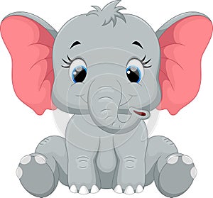 Cute baby elephant cartoon sitting photo