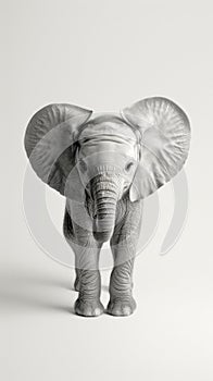 Cute baby elephant on a light background. Realistic elephant figure isolated. Concept of animals, zoology, wildlife photo