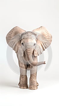 Cute baby elephant on a white background. Realistic elephant figure isolated. Concept of animals, zoology, wildlife photo