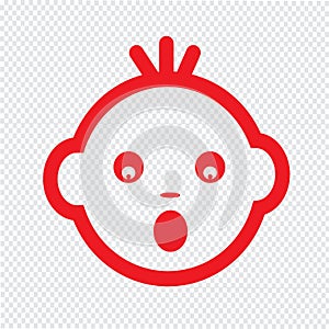 Cute baby face emotion icon illustration symbol design