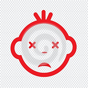 Cute baby face emotion icon illustration symbol design