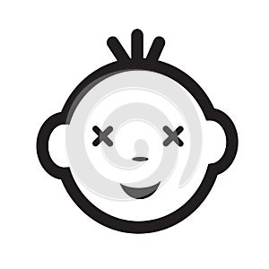 Cute baby face emotion icon illustration symbol design