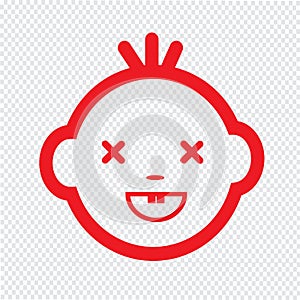 Cute Baby Face Emotion Icon Illustration symbol design