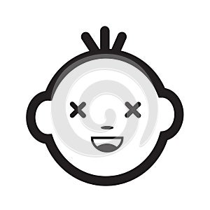 Cute Baby Face Emotion Icon Illustration symbol design