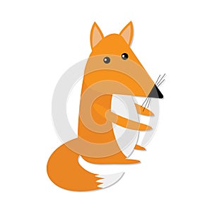 Cute baby fox. Cartoon character. Forest animal collection. White background. Isolated. Flat design