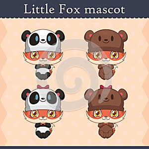 Cute baby fox mascot set - bear onesie