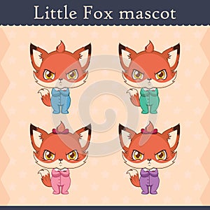 Cute baby fox mascot set - pouting pose