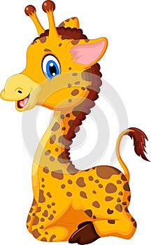 Cute baby giraffe cartoon sitting for you design