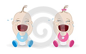 Cute Baby girl Baby boy twin crying baby vector