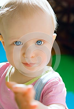 Cute baby girl with blue eyes