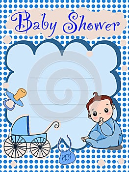 Cute baby girl or boy baby shower card invent illustration